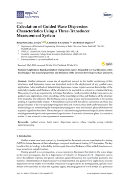 Calculation of Guided Wave Dispersion Characteristics Using a Three-Transducer Measurement System