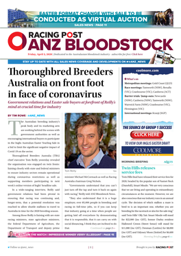 Thoroughbred Breeders Australia on Front Foot in Face of Coronavirus | 2 | Friday, April 3, 2020