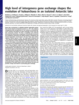 High Level of Intergenera Gene Exchange Shapes the Evolution of Haloarchaea in an Isolated Antarctic Lake