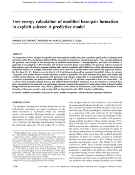 Free Energy Calculation of Modified Base-Pair Formation in Explicit Solvent: a Predictive Model