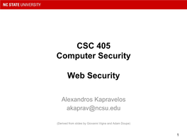 CSC 405 Computer Security Web Security