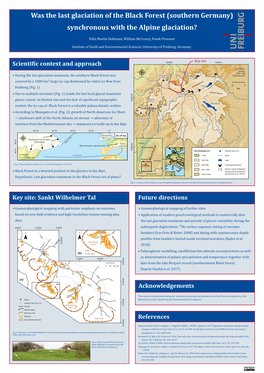 Was the Last Glaciation of the Black Forest (Southern Germany) Synchronous with the Alpine Glaciation?