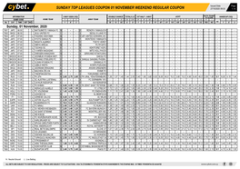 Sunday Top Leagues Coupon 01 November Weekend Regular Coupon 27/10/2020 09:30 1 / 4