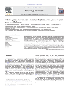 First Monogenean Flatworm from a Microhylid Frog Host: Kankana, A