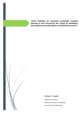 Policy Guidelines for Integrated Sustainable Transport Planning to Meet Greenhouse Gas Targets for Wellington, New Zealand An