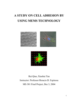 A Study on Cell Adhesion by Using Mems Technology