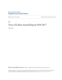 Town of Lisbon Annual Report 2016-2017 Lisbon, Me