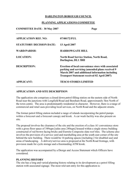 30 May 2007 Page APPLICATION REF