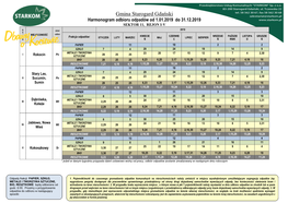 Gmina Starogard Gdański Harmonogram Odbioru Odpadów Od 1.01.2019 Do 31.12.2019 SEKTOR 11, REJON I-V
