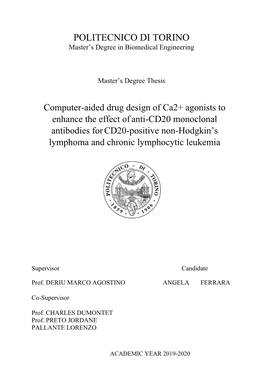 Computer-Aided Drug Design of Ca2+ Agonists to Enhance the Effect Ofanti