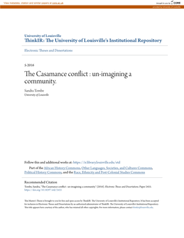 The Casamance Conflict: Un-Imagining a Community