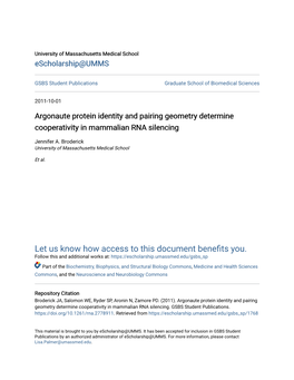 Argonaute Protein Identity and Pairing Geometry Determine Cooperativity in Mammalian RNA Silencing