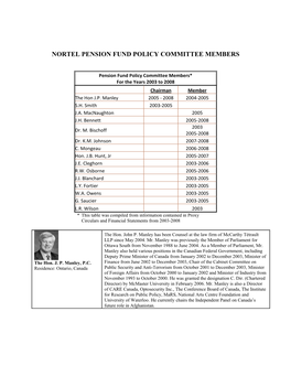 Nortel Pension Fund Policy Committee Members