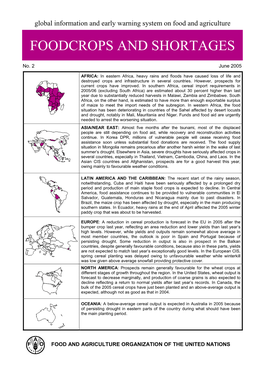 Foodcrops and Shortages