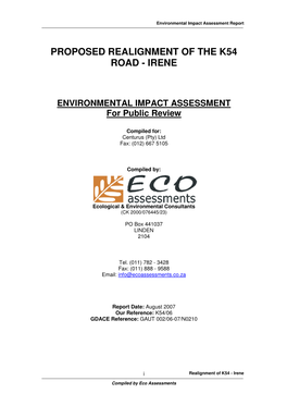 Proposed Realignment of the K54 Road - Irene