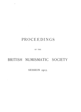 Proceedings British Numismatic Society