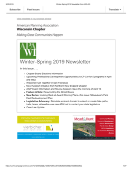 Winter-Spring 2019 Newsletter from APA-WI