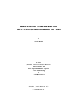 Analyzing Major Royalty Debates in Alberta's Oil Sands