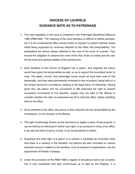 Patronage Guidance Note