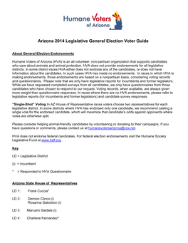 General Election Legislative Voter Guide