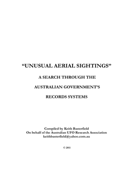 Ufo Files Located in the Australian Government