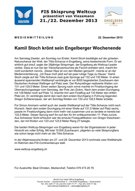 Kamil Stoch Krönt Sein Engelberger Wochenende