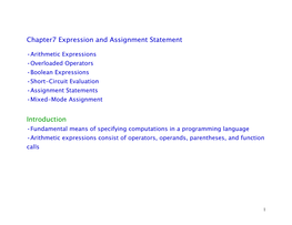 Expressions and Assignment Statements