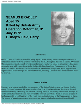 Operation Motorman - Seamus Bradley