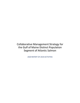 Collaborative Management Strategy for the Gulf of Maine Distinct Population Segment of Atlantic Salmon