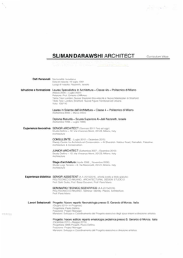 SLIMAN DARAWSHI ARCHITECT Curriculum Vitae