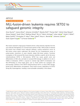 MLL-Fusion-Driven Leukemia Requires SETD2 to Safeguard Genomic Integrity