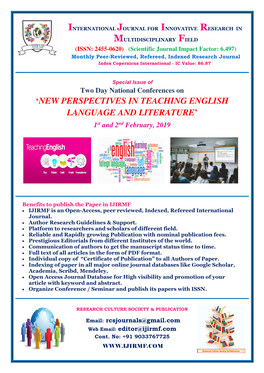 'New Perspectives in Teaching English Language And