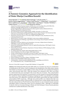 A Forensic Genomics Approach for the Identification of Sister Marija