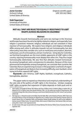 Resistance to Lgbt Rights Across Religions in Colombia3