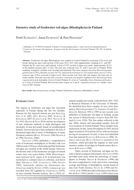 Intensive Study of Freshwater Red Algae (Rhodophyta) in Finland