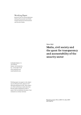 Media, Civil Society and the Quest for Transparency and Accountability of the Security Sector