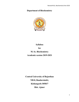 Syllabus M.Sc. Biochemistry from 2019