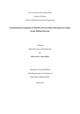 Fundamental Investigation of Kinetics of Ferro-Silicon Reactions in Cupola Scrap Melting Processes