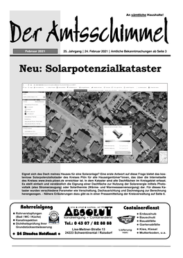 Neu: Solarpotenzialkataster