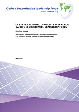 Ccs in the Academic Community Task Force Carbon Sequestration Leadership Forum