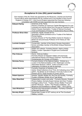 Acceptance in Lieu (AIL) Panel Members