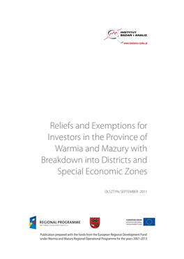 Reliefs and Exemptions for Investors in the Province of Warmia and Mazury with Breakdown Into Districts and Special Economic Zones