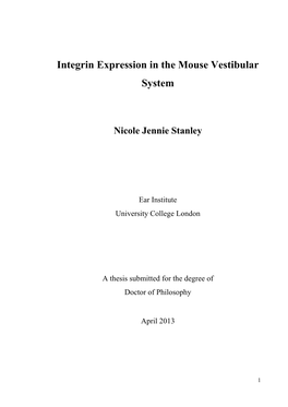 Integrin Expression in the Mouse Vestibular System