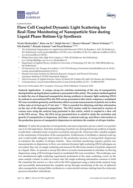 Flow Cell Coupled Dynamic Light Scattering for Real-Time Monitoring of Nanoparticle Size During Liquid Phase Bottom-Up Synthesis