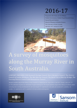 A Survey of Mosquitoes Along the Murray River in South Australia