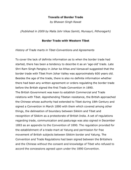 Travails of Border Trade by Bhawan Singh Rawat
