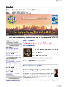 Russ Mann Page 1 of 4 6/19/2009 " Sign up for Great Rotary Fellowship