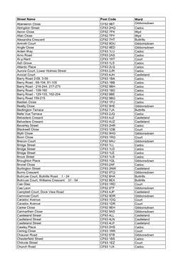 Flying Start Catchment Area Post Codes