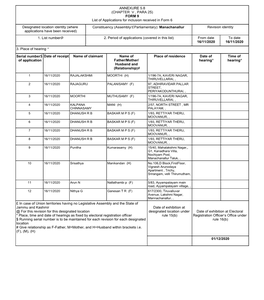 ANNEXURE 5.8 (CHAPTER V , PARA 25) FORM 9 List of Applications For