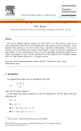 Proof Finding Algorithms for Implicational Logics